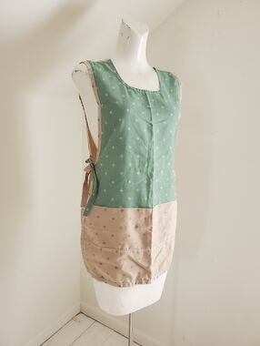 Vintage Two Tone Pattern Print Smock Apron